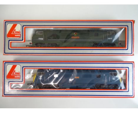 OO SCALE MODEL RAILWAYS: A pair of Warship Class diesel locos by LIMA in BR blue and green liveries - G/VG in G boxes (2)