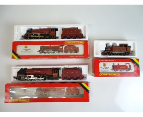 OO SCALE MODEL RAILWAYS: A group of HORNBY steam locomotives all in LMS livery comprising: R052, R066 and R842 - G/VG in gene