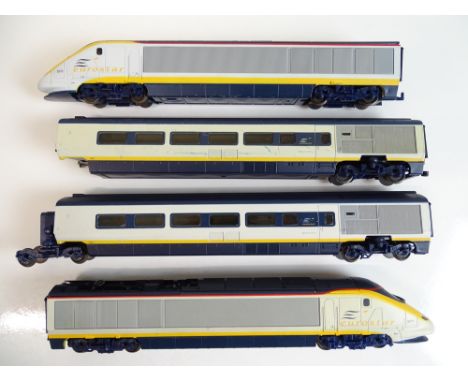 OO SCALE MODEL RAILWAYS: A HORNBY unboxed 4 car EUROSTAR set - G