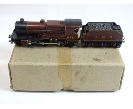 OO SCALE MODEL RAILWAYS: A TRIX TWIN 2/536 Midland Compound steam loco in LMS maroon numbered 1168 - F/G in F/G box