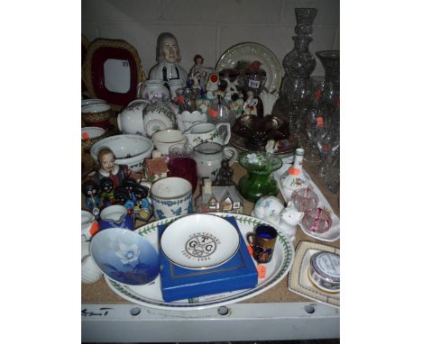 VARIOUS CERAMICS AND GLASSWARES, to include Portmeirion, Aynsley, Poole, 'Rev Wesley bust', W H Goss, Carnival glass etc (sd)