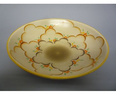 CLARICE CLIFF FOR NEWPORT POTTERY BOWL, 'Clouds' design, diameter approximately 30cm (hairline) 