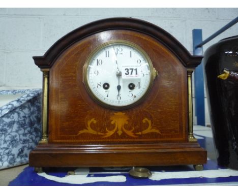 AN INLAID MANTEL CLOCK, (pendulum only) 