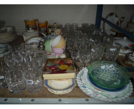 A QUANTITY OF GLASS AND CERAMICS, to include Carltonware, Wedgwood etc 