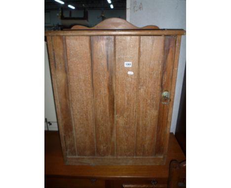 PINE SINGLE DOOR CUPBOARD, and an Edwardian light oak chair with tile inset to backrest (2)  