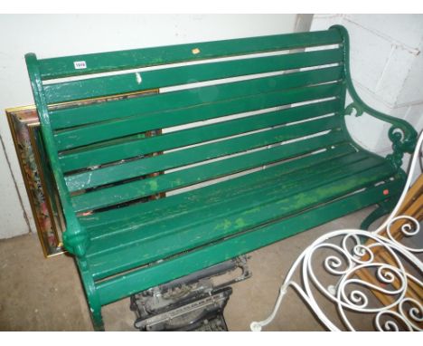 GREEN PAINTED GARDEN BENCH 