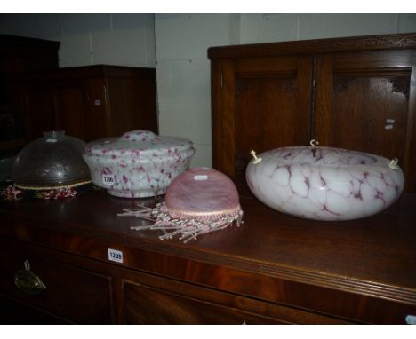 FOUR VARIOUS GLASS LIGHT SHADES