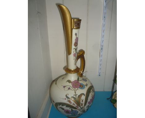 A LARGE ROYAL WORCESTER EWER, blush ivory, reticulated rim and handle, impressed 783 to base, height approximately 46cm (rest