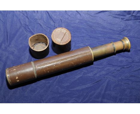 Leather bound three drawer telescope stamped Broadhurst Clarkson & Co. Ltd 63 Farrington Road London E.C