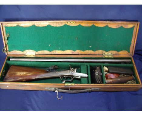 Mahogany cased Army & Navy C.S.L 13 bore side by side hammer gun with 30 inch barrels marker Army & Navy CSL London (K.Qualit