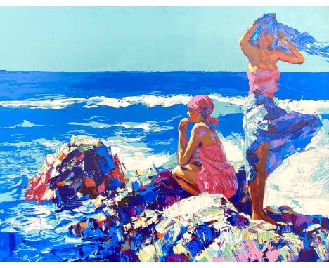 Nicola SIMBARI (1927-2012) Ionian Retablo in silkscreen on canvas, signed, edition 22/40, COA verso, 76cm x 98cm.
In-house po