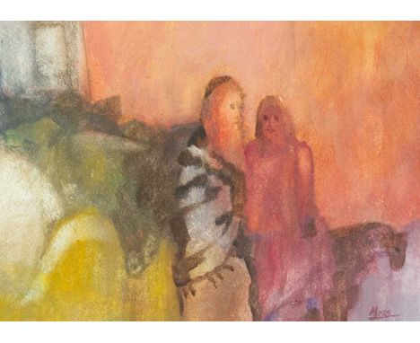 Moreen MOSS (1927-2012) Exodus II Watercolour on paper, signed, titled verso, 21.5cm x 29cm, 41cm x 48cm framed.
In-house pos
