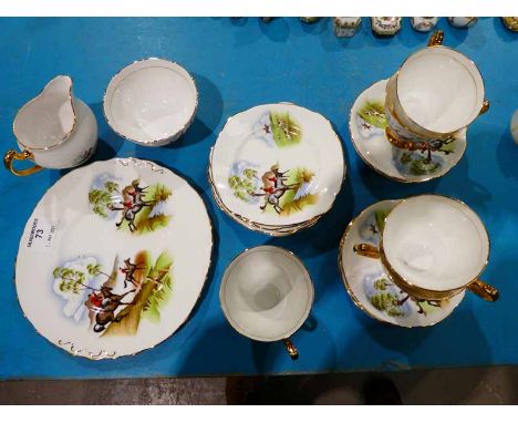 A nineteen part piece hunt scene tea service &amp; hunt scene tapestry