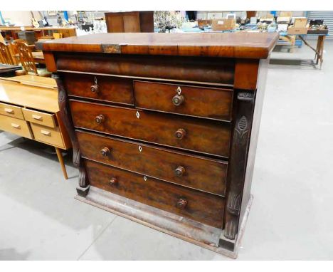 A large Victorian mahogany 'scotch' Chest of one secret over two over three drawers 