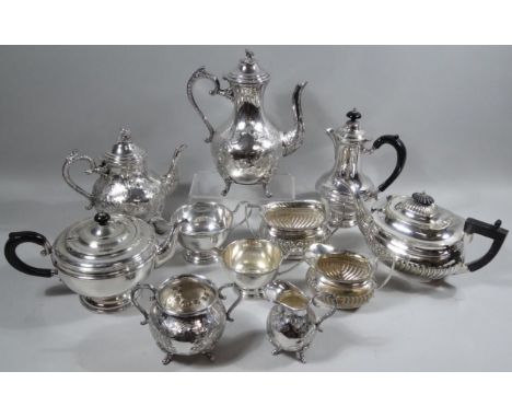 Various silver plate, to include a four piece tea service, with coffee pot, 29cm high, each piece repoussé decorated, a gadro