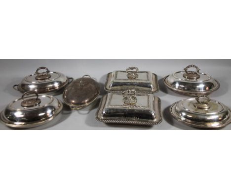 Various early 20thC and later entree dishes,  to include a pair of Storr style rococo design examples, of inverted rectangula