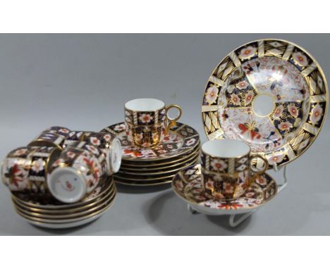 A Royal Crown Derby 2451 pattern part tea service, comprising sandwich plates, side plates, cups and saucers, printed marks b