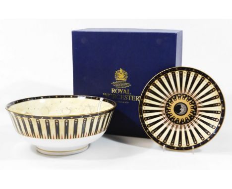 A Royal Worcester Celebration 2001 limited edition bowl, 27cm dia and plate set, no. 164, (in fitted box)