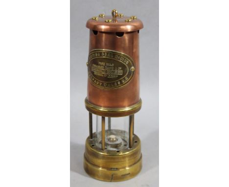 A mid 20thC British Coal Mining Company Wales, Vale Colliery copper and brass miner's lamp, of cylindrical tapering outline w