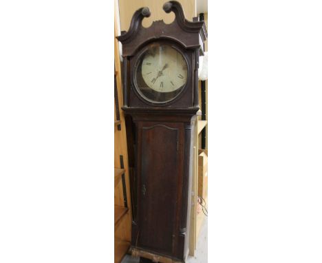 A 19thC longcase clock, the circular dial signed Benjamin Browns of Mansfield, in oak and mahogany cross banded case, (AF). 