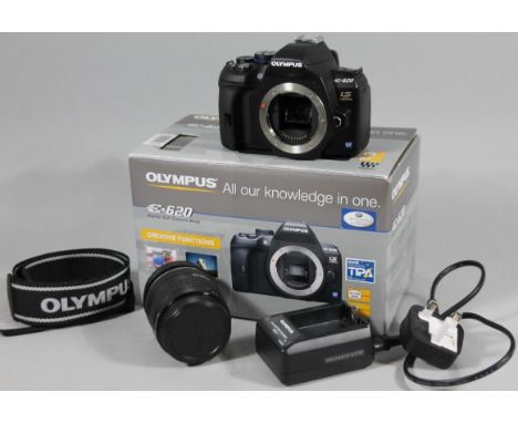 Cameras, an Olympus 620 camera with extras. (various dimensions a quantity)