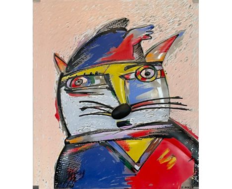 Otmar ALT (geb. 1940). Glasobjekt "Hermes". Rosenthal.Circa 45 cm x 39 cm x 8 cm. Polychromes Glas im Relief gearbeitet. Auf 