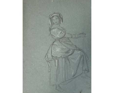 Leopold BODE (1831 - 1906). Junge Italienerin in Tracht. Studie.Circa 44,5 cm x 30 cm. Doppelseitiges Studienblatt. Hauptseit
