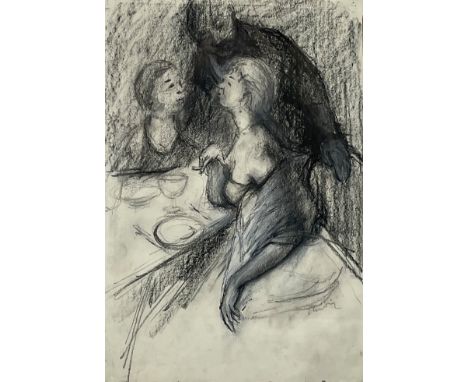 Unleserlich signiert (XIX) Kaffeehaus-Szene. Frankreich. Ende 19. Jahrhundert.Circa 38 x 28 cm. Circa 65 cm x 53 cm mit Rahme