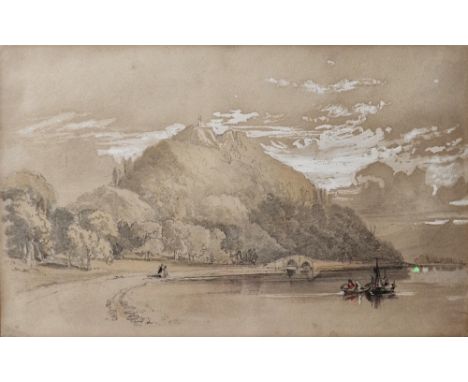 Attributed to George Clarkson Stanfield (1828-1878) Pencil and watercolour sketch heightened with white "Inverary", Loch side