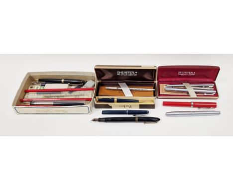 Collection of vintage fountain and ballpoint pens&nbsp;including a Swan fountain pen with 14ct gold nib, a cased Sheaffer bal