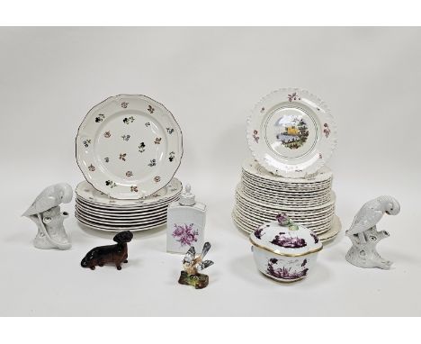 Villeroy &amp; Boch Petite Fleur pattern collection of 10 dinner plates, printed factory marks,&nbsp;a Wedgwood landscape pat