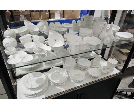 Composite Wedgwood bone china 'Countryware' pattern part breakfast and dinner service, moulded with overlapping cabbage leave
