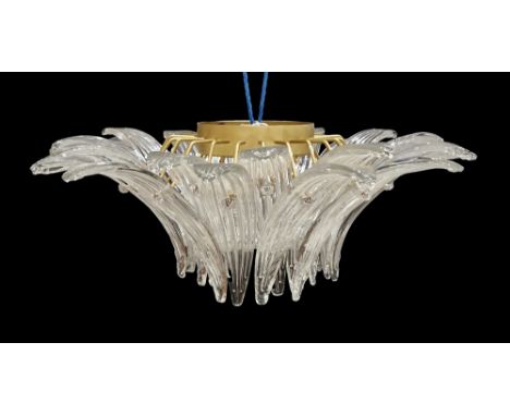 Barovier &amp; Toso Murano glass 'Palmette' suspension lamp/electrolier, 5310 series, in the form of multiple palm-leaves, cl