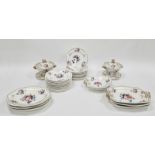Staffordshire porcelain part dessert service, circa 1825, painted with bouquets of flowers within