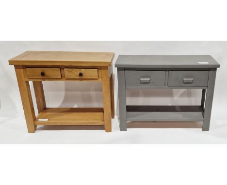 Contemporary grey painted side table&nbsp;with two drawers above a shelf, 75.5cm high x 100cm wide x 35cm deep and a contempo