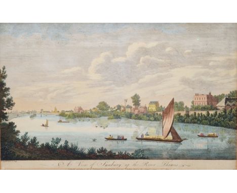 J Boydell Handcoloured engraving  "View of Shepperton", depicting horses and figures by the river, 25.5cm x 41cm  J Boydell H