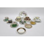 Collection of English porcelain and bone china cups and saucers including an early 19th century