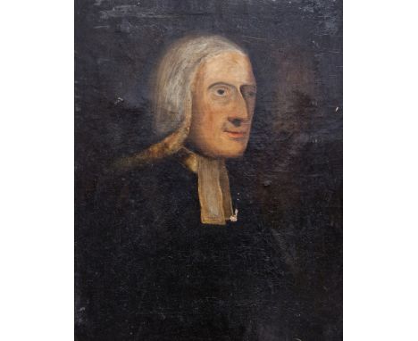 Late 18th/19th Century British School Oil on canvas Portrait of a gentleman, possibly John Wesley, 43.5cm x 59cm, together wi