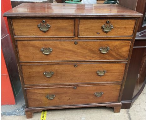 A George III mahogany chest, the rectangular moulded top above two short and three long drawers on bracket feet