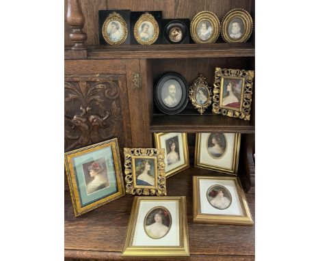 RubyHead and shoulders portrait of a ladyA portrait miniature, together with another similar, a collection of miniatures, fra