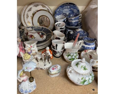 A Copeland Spode part tea set together with a Royal Albert part tea set, Royal Doulton figure etc