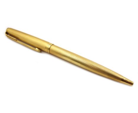 Parker 61 Presidential 18ct gold ballpoint pen, engine turned decoration, London 1964, in original case Condition Report & Fu