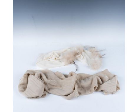1 Gucci and 1 Franco Ferrari scarf. The Gucci scarf features a small fringe on each end. The label reads, 100 percent Silk, M