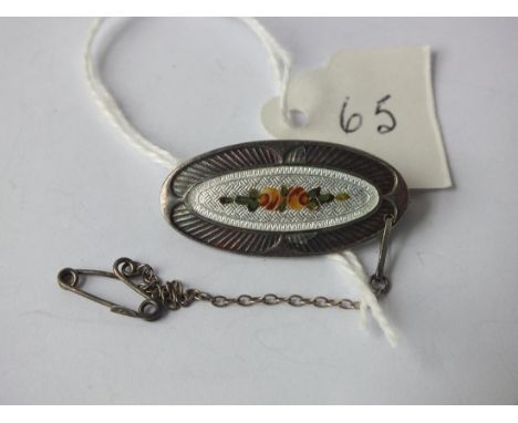 CHARLES HORNER: silver &amp; enamel oval  floral brooch Chester 1918        