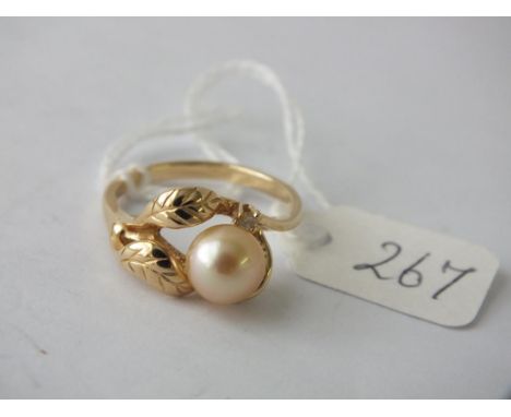 14ct gold pearl set ring approx size P 4g inc    