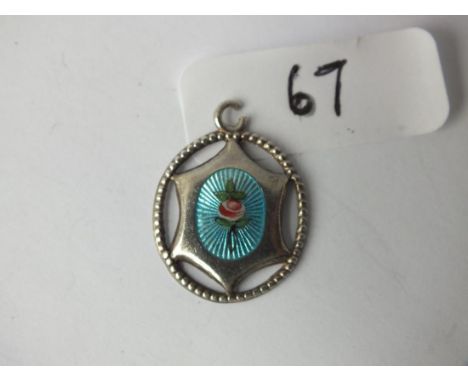 CHARLES HORNER: silver &amp; enamel  flower pendant         