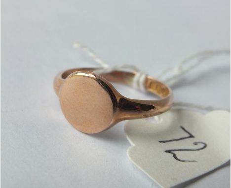 Antique 9ct plain signet ring fully hallmarked  Birmingham 1918 (size Q)       