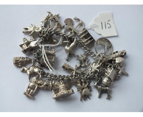 Quality vintage silver charm bracelet 94g    