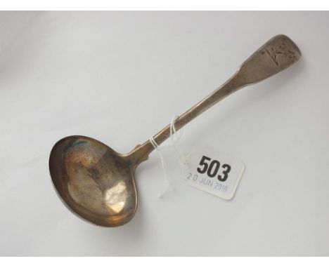 George III crested sauce ladle, Lon 1808 by RC  &amp; GS 62g.        
