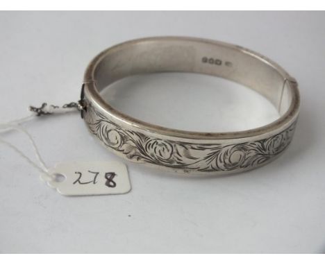 Engraved silver bangle      